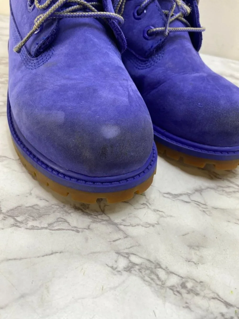 Timberland Boy's Kids Blue Suede Leather Lace Up Boots SZ 2